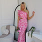 BEEDEE ONE SHOULDER FLORAL MAXI DRESS - PINK