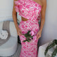BEEDEE ONE SHOULDER FLORAL MAXI DRESS - PINK