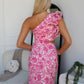 BEEDEE ONE SHOULDER FLORAL MAXI DRESS - PINK