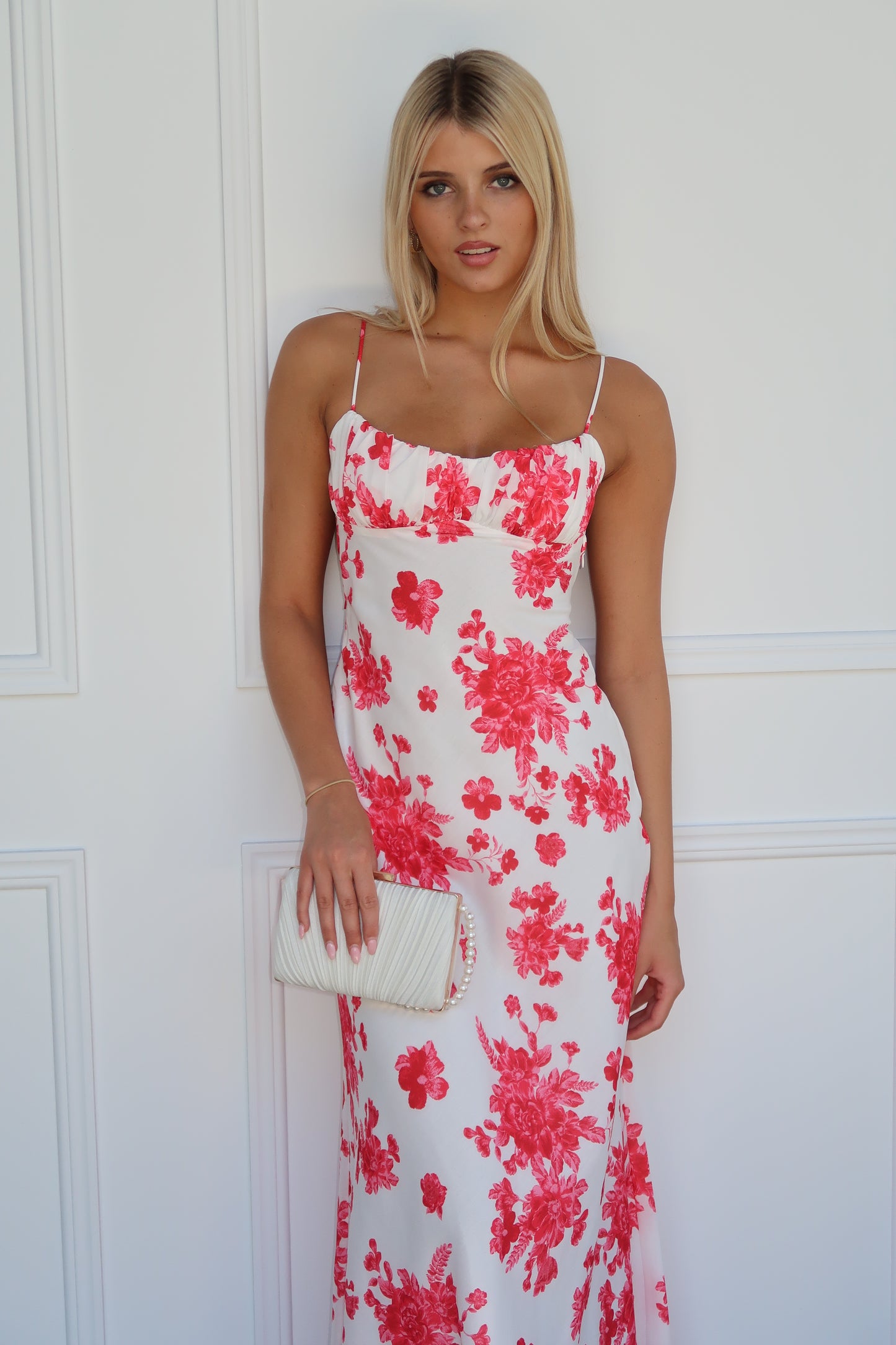 DELORA FLORAL MAXI DRESS - RED