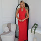 KARTIER HALTER MAXI DRESS - RED