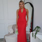 KARTIER HALTER MAXI DRESS - RED