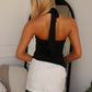 CINDY HALTER TOP - BLACK