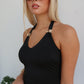CINDY HALTER TOP - BLACK