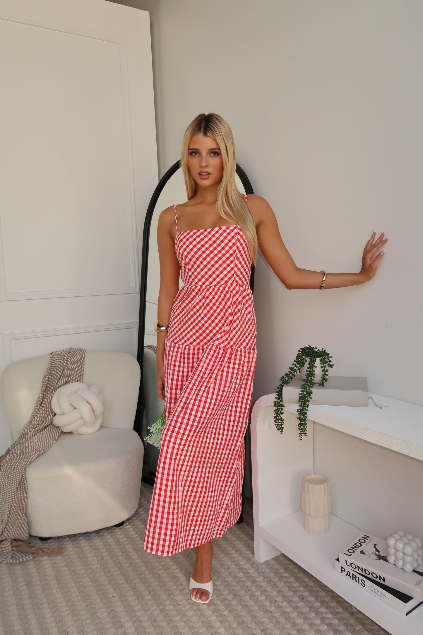 CICI MAXI DRESS - RED GINGHAM