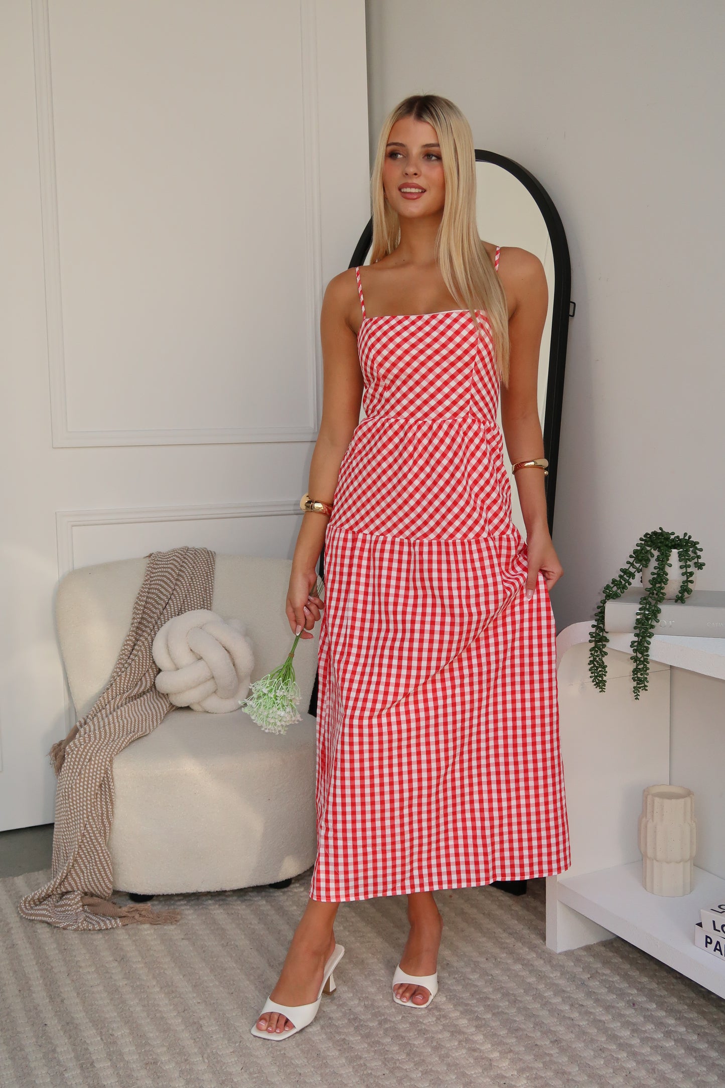 CICI MAXI DRESS - RED GINGHAM