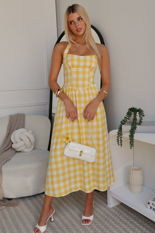 DELTA MAXI DRESS - YELLOW GINGHAM