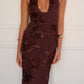 chocolate brown halter maxi dress
