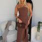BENNETT STRAPLESS MAXI DRESS - CHOCOLATE