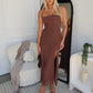 BENNETT STRAPLESS MAXI DRESS - CHOCOLATE
