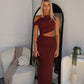 COCO OFF SHOULDER MAXI DRESS - CHOCOLATE