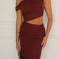 COCO OFF SHOULDER MAXI DRESS - CHOCOLATE
