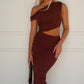 COCO OFF SHOULDER MAXI DRESS - CHOCOLATE