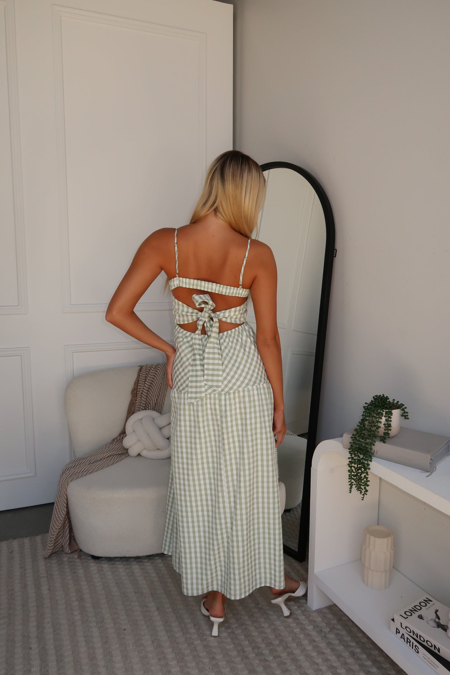 CICI MAXI DRESS - GREEN GINGHAM