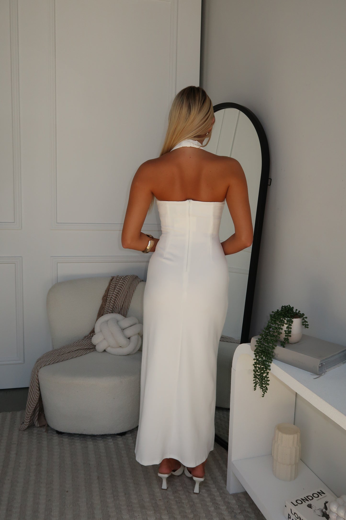 JEMMA HALTER MAXI DRESS - WHITE