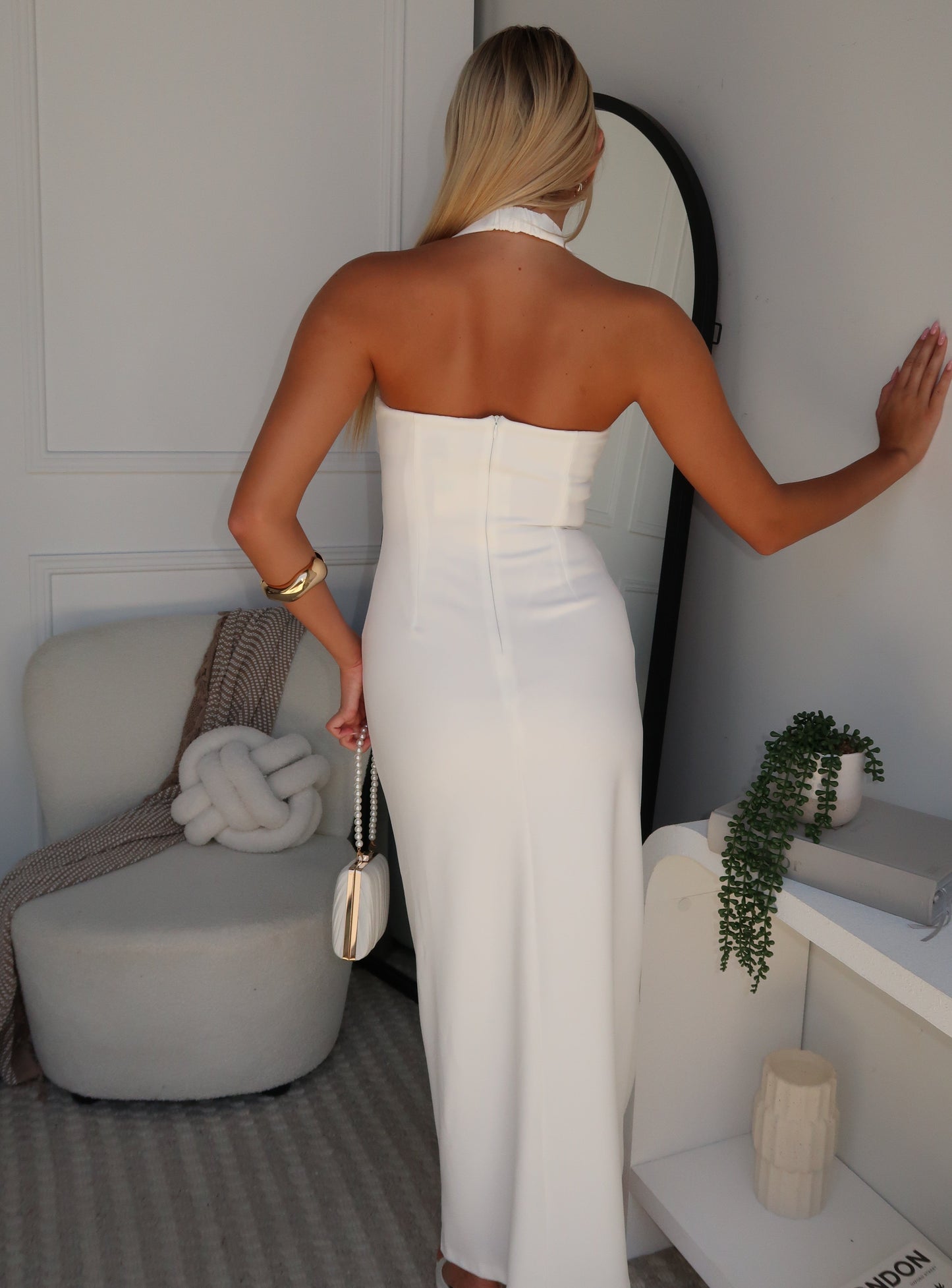 JEMMA HALTER MAXI DRESS - WHITE