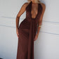 BRYSON HALTER MAXI DRESS - CHOCOLATE