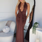 BRYSON HALTER MAXI DRESS - CHOCOLATE