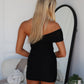 TANASHE OFF SHOULDER MINI DRESS - BLACK