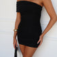 TANASHE OFF SHOULDER MINI DRESS - BLACK