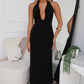 BRITTANY HALTER MAXI DRESS - BLACK