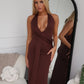 TYLA HALTER MAXI DRESS - CHOCOLATE
