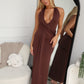 TYLA HALTER MAXI DRESS - CHOCOLATE