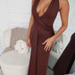 TYLA HALTER MAXI DRESS - CHOCOLATE