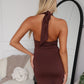 TYLA HALTER MAXI DRESS - CHOCOLATE