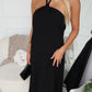 SWEENIE HALTER MAXI DRESS - BLACK