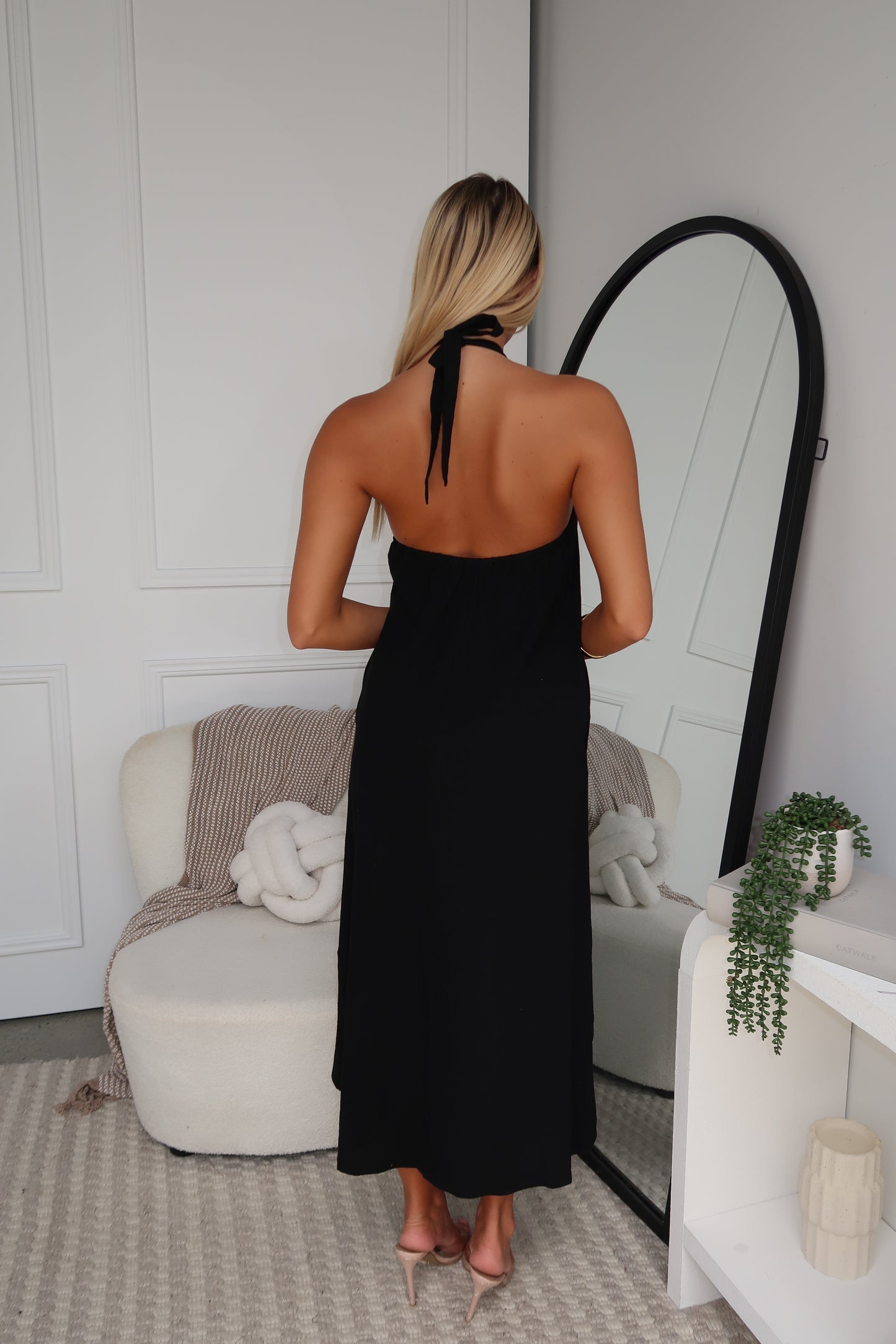 SWEENIE HALTER MAXI DRESS - BLACK