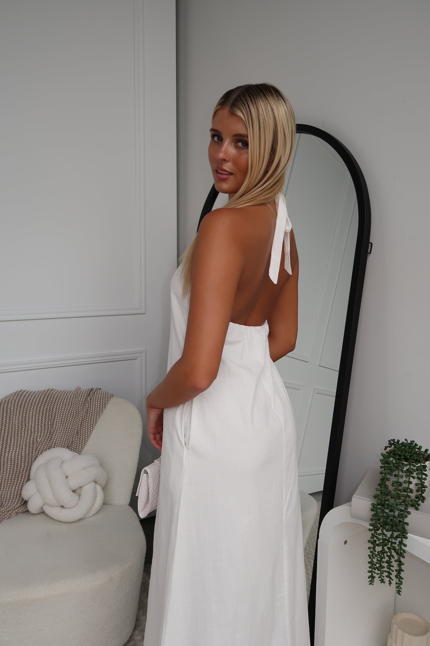 SWEENIE HALTER MAXI DRESS - WHITE