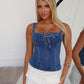 SIESTE TOP - BLUE DENIM