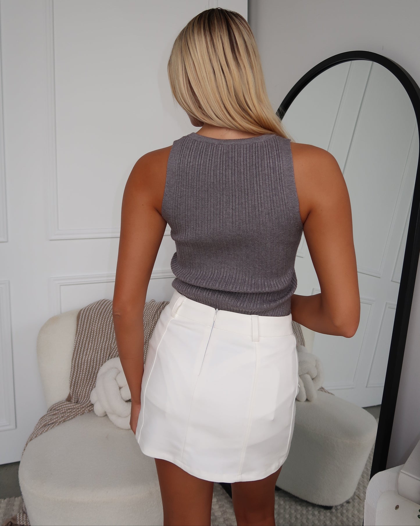 MARIE KNIT TOP - GREY