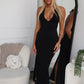 OMARI HALTER MAXI - BLACK