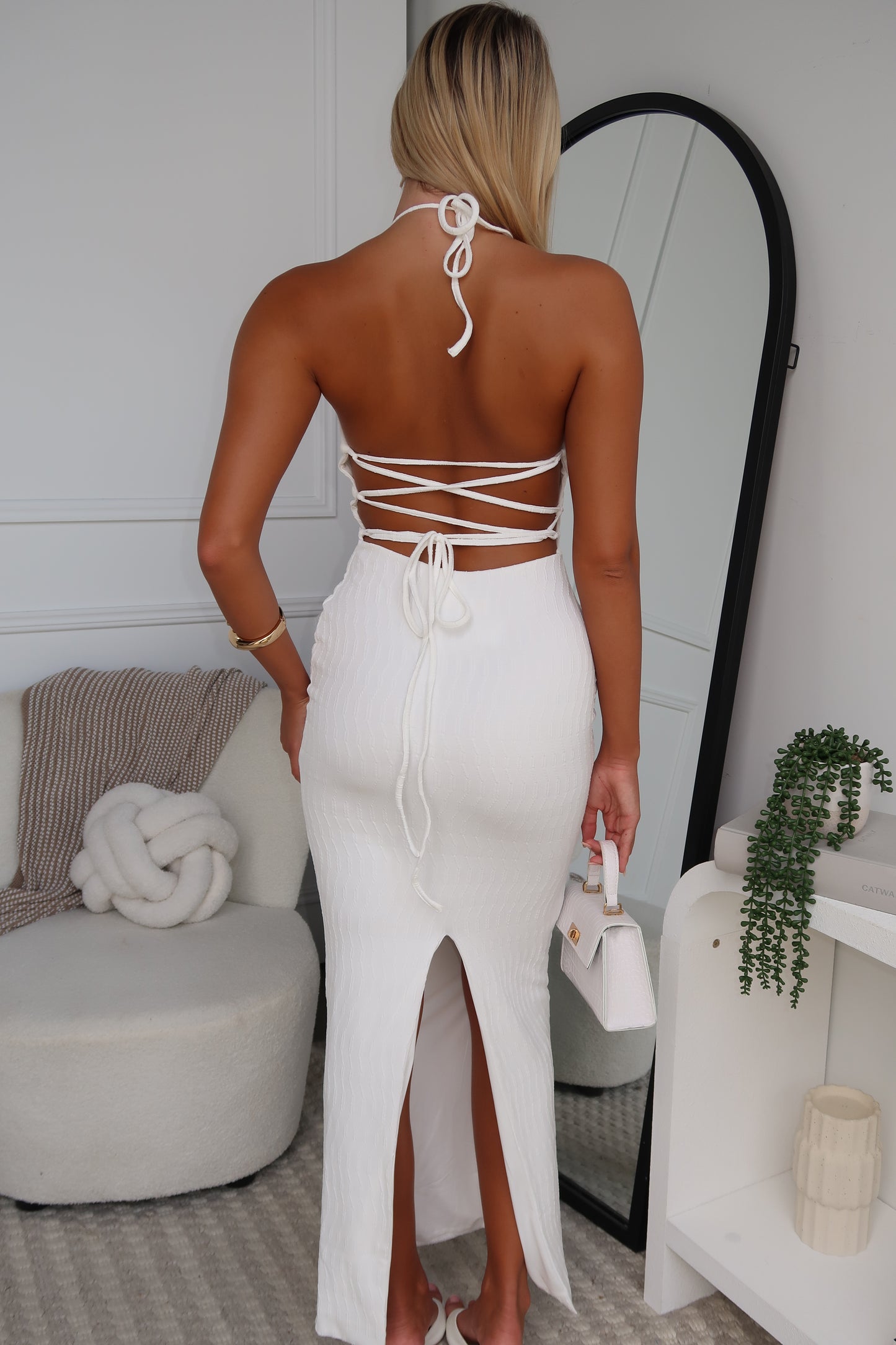 OMARI HALTER MAXI - WHITE