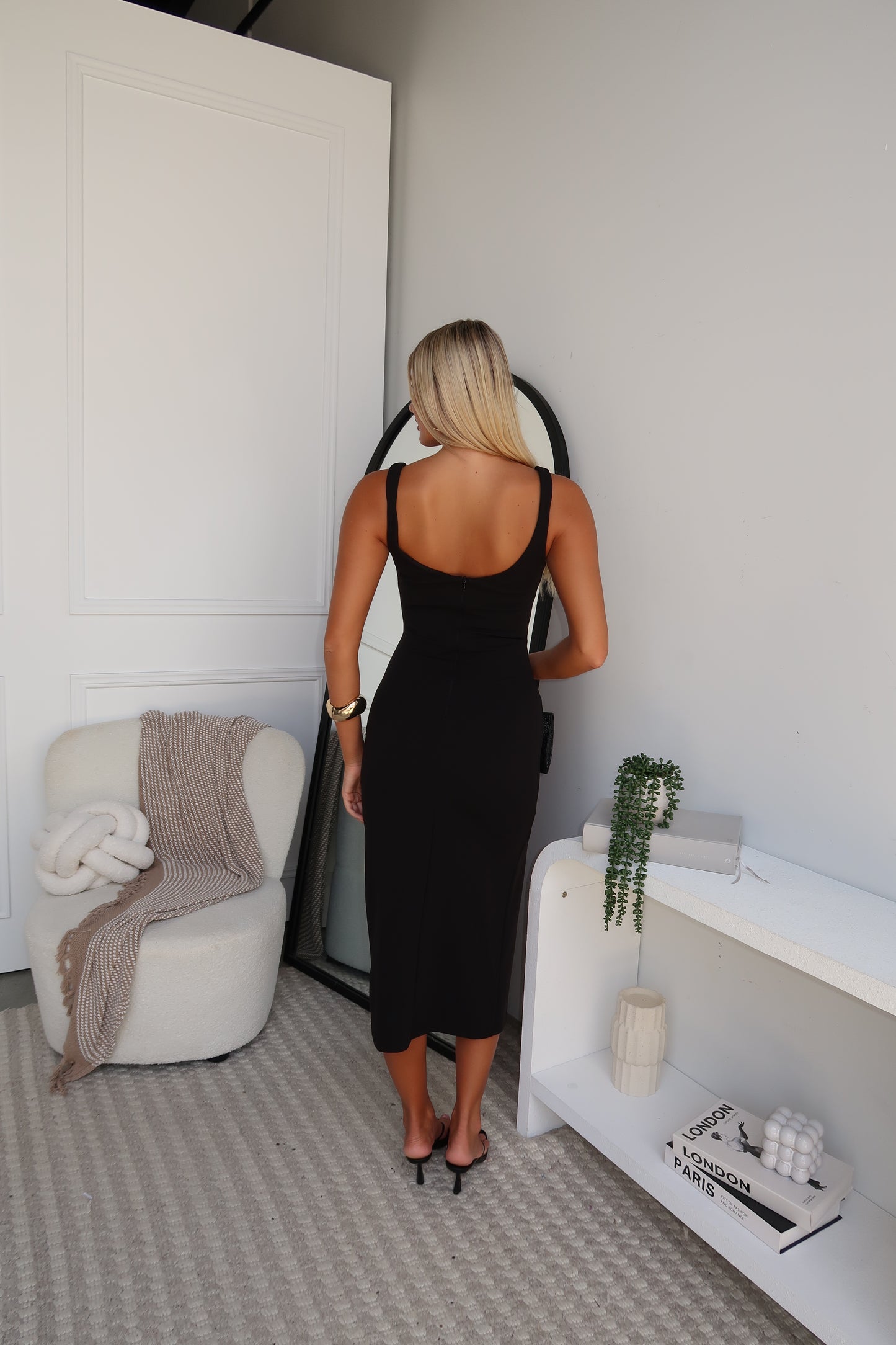 LEWIS MIDI DRESS - BLACK