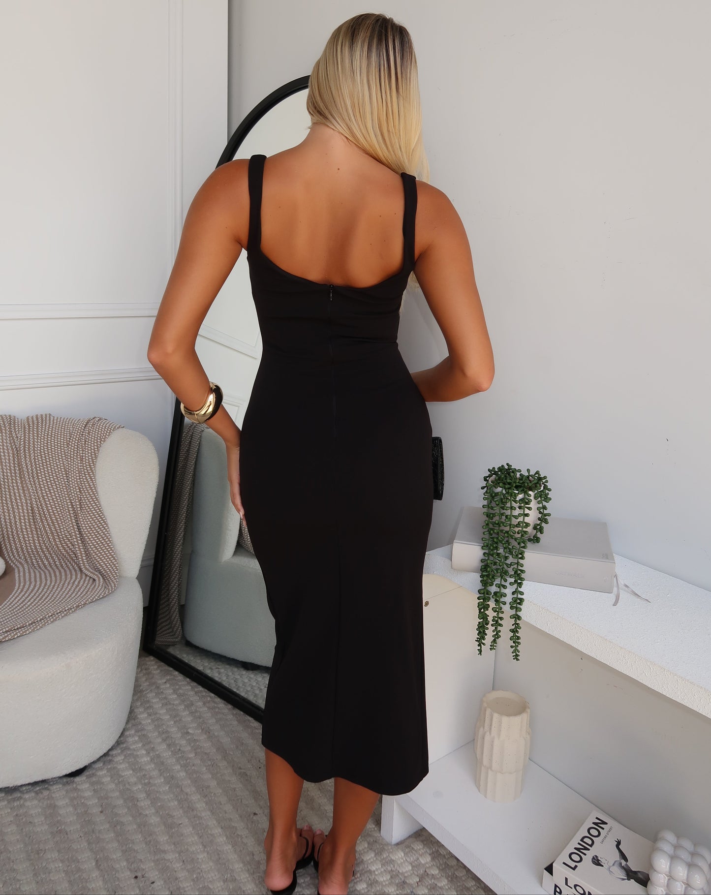 LEWIS MIDI DRESS - BLACK