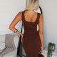 LEONI MAXI DRESS - CHOCOLATE