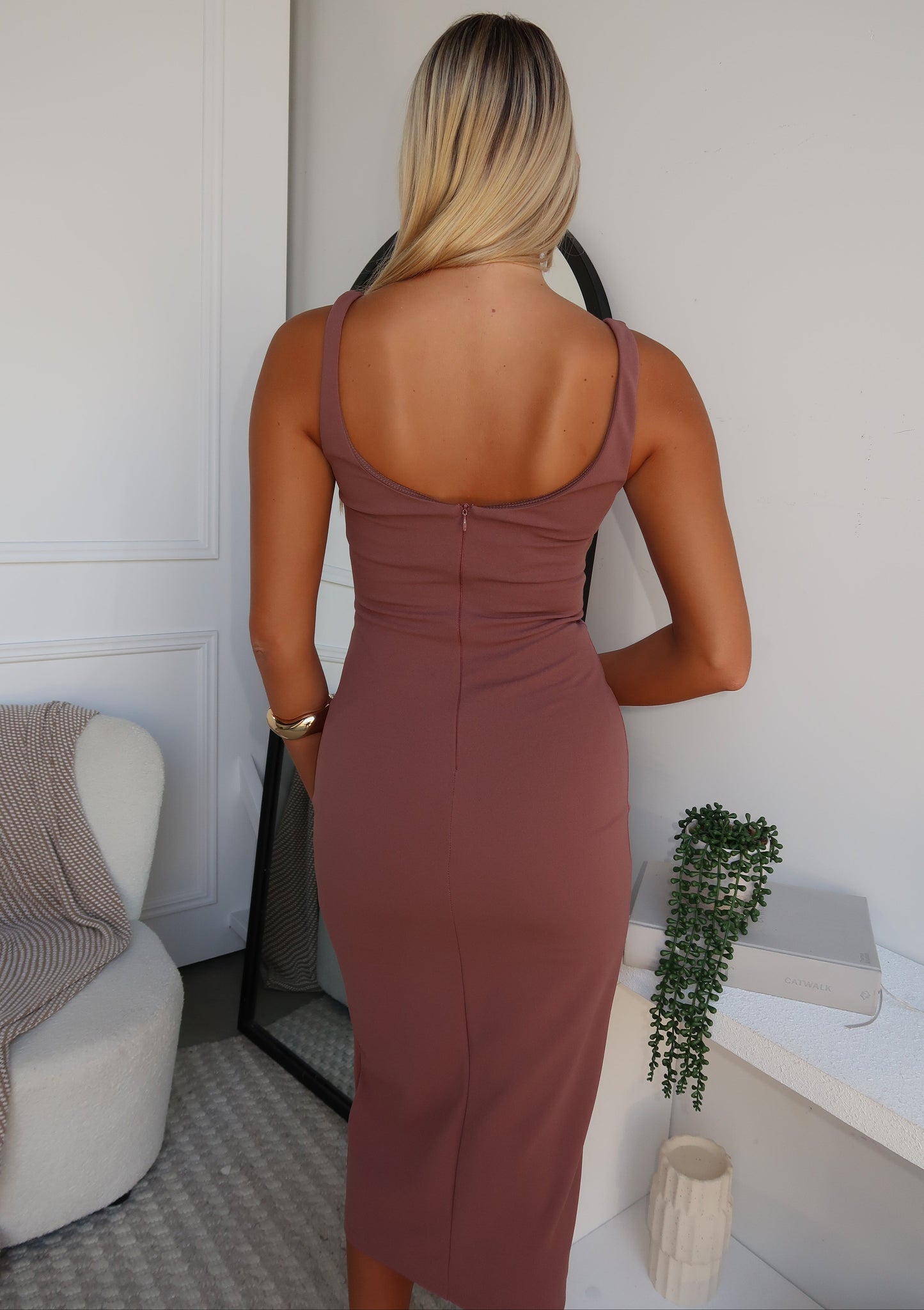 LEWIS MIDI DRESS - MOCHA