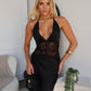 REBECCA LACE MAXI DRESS - BLACK