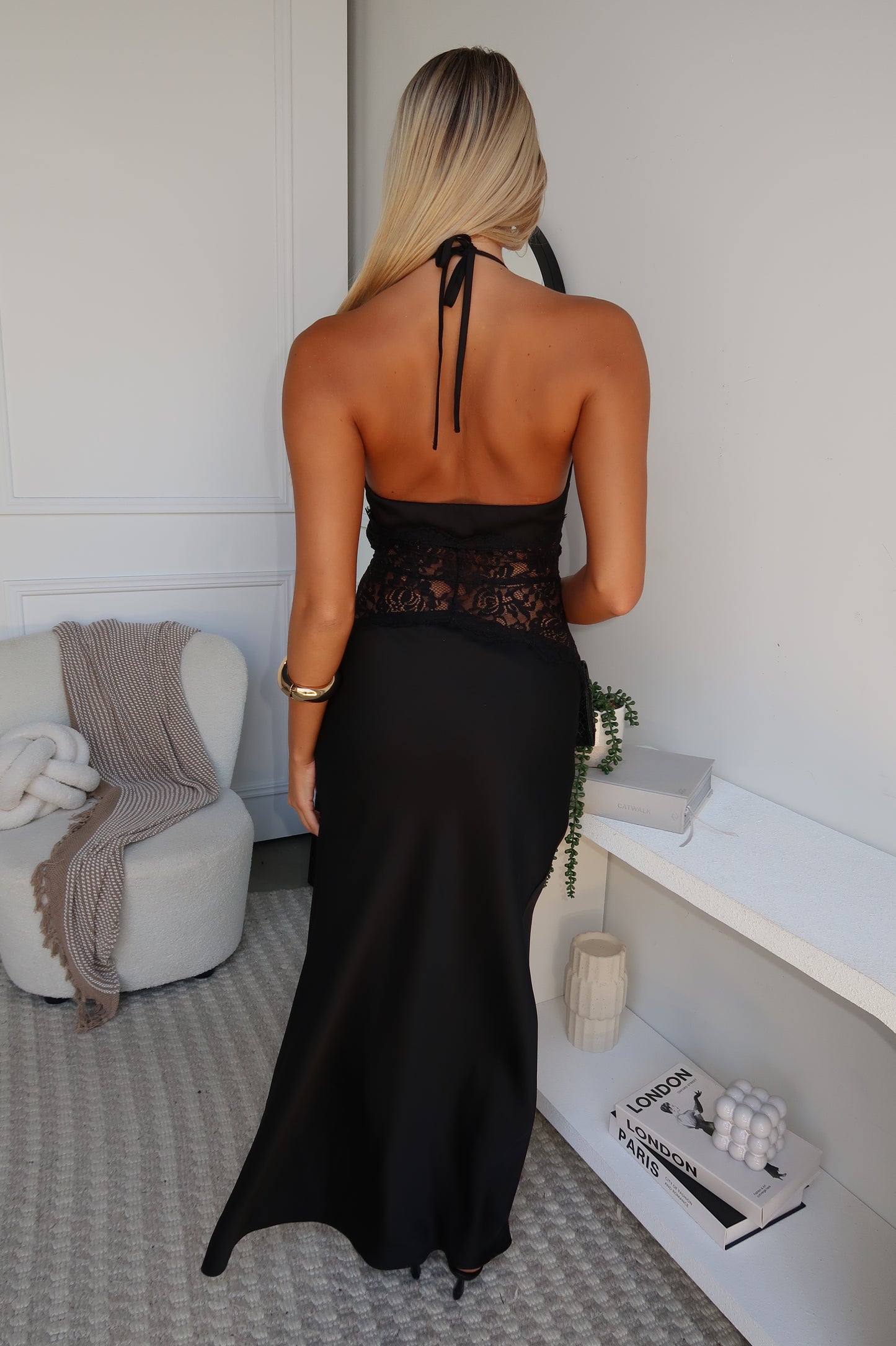 REBECCA LACE MAXI DRESS - BLACK