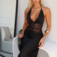 REBECCA LACE MAXI DRESS - BLACK