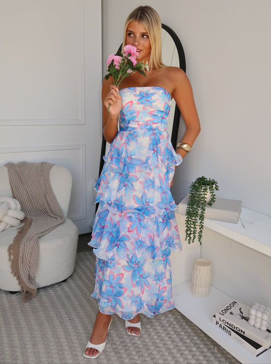 ANAYA MAXI DRESS - BLUE FLORAL