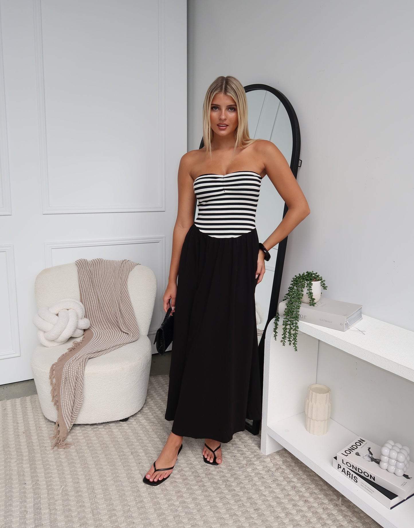 MIA MAXI DRESS - BLACK STRIPE