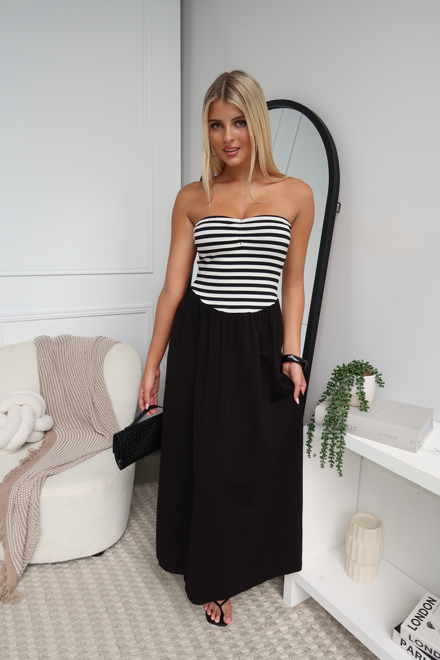 MIA MAXI DRESS - BLACK STRIPE