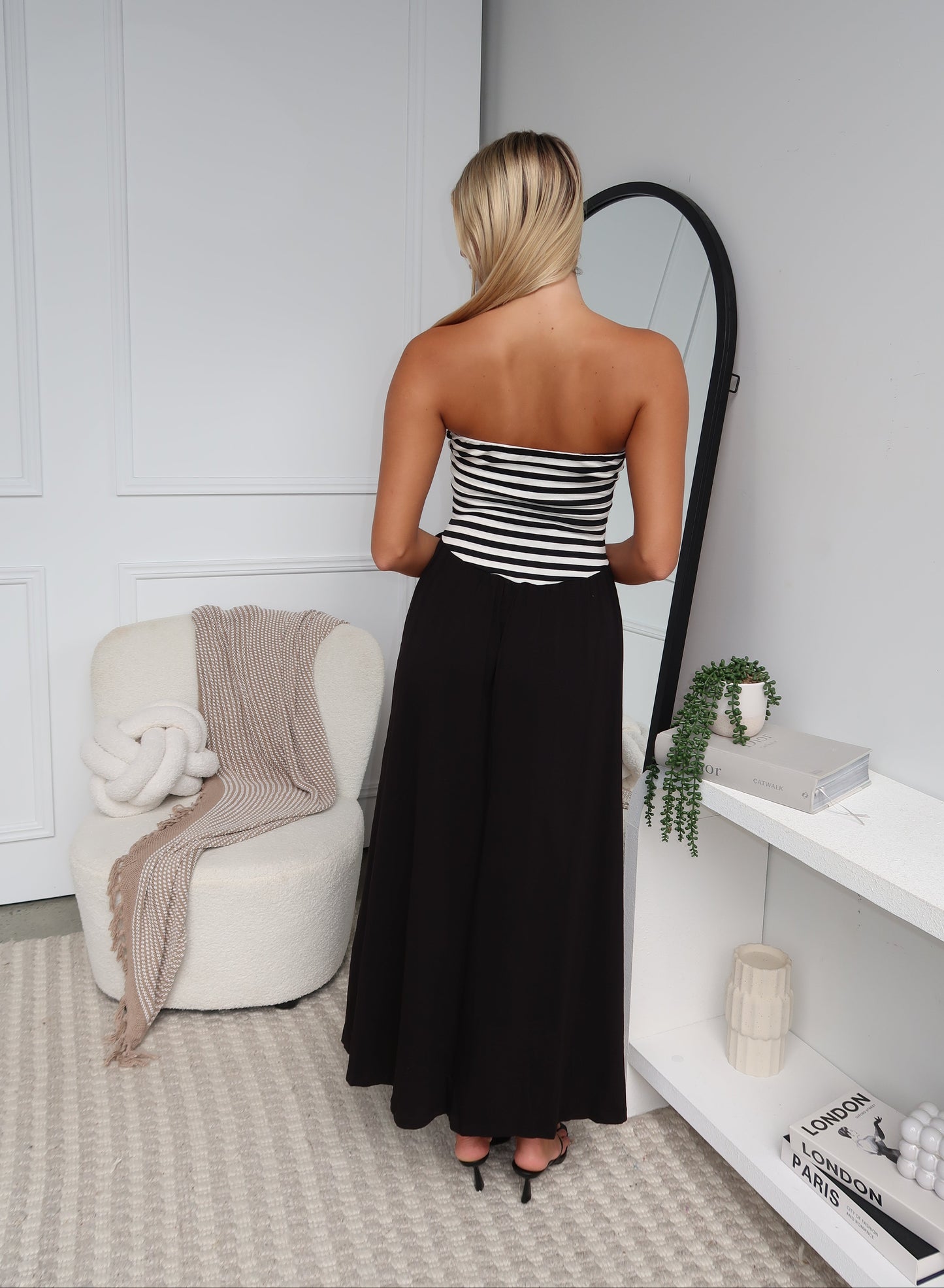 MIA MAXI DRESS - BLACK STRIPE