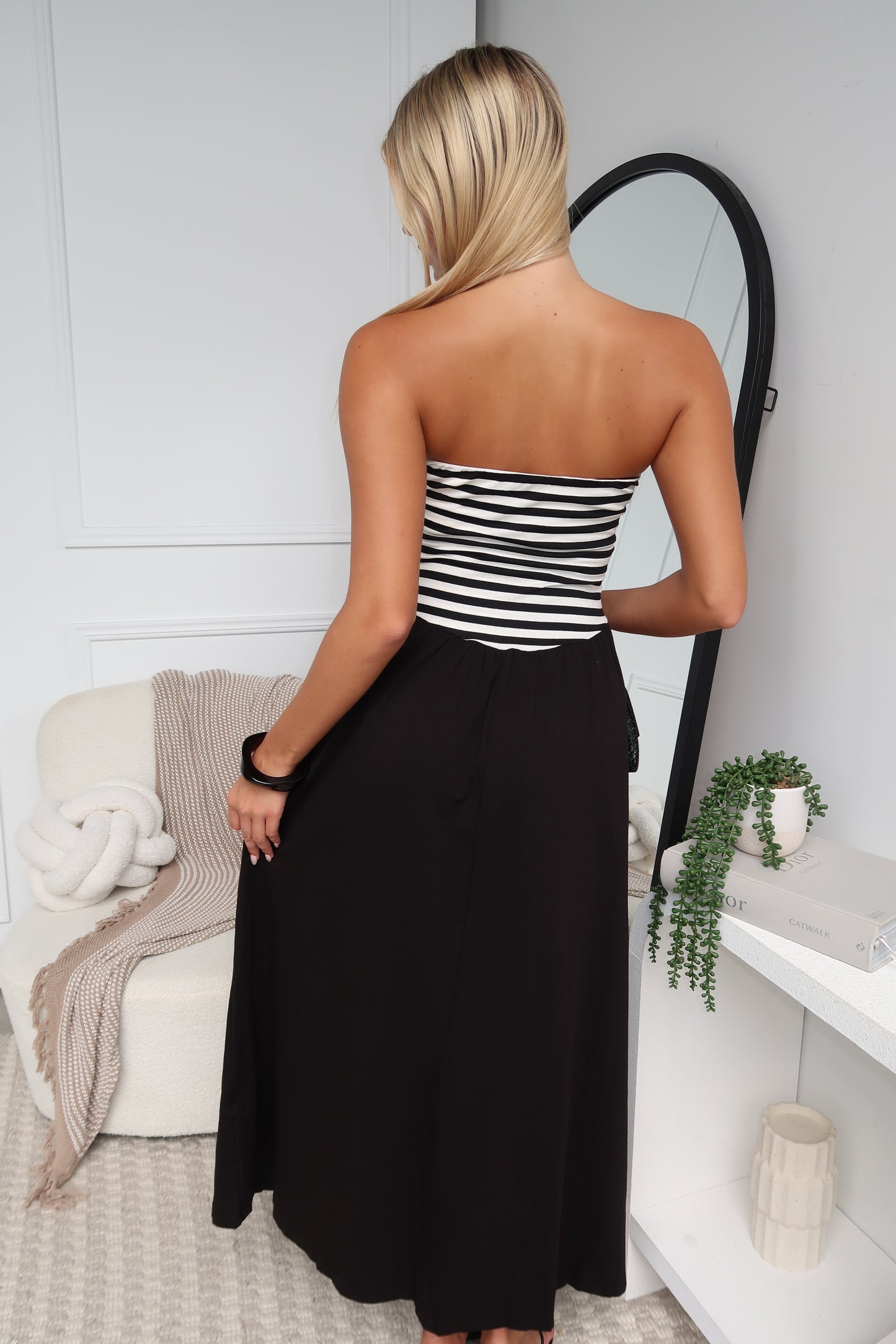 MIA MAXI DRESS - BLACK STRIPE