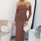 STELLA OFF SHOULDER MAXI - CHOCOLATE