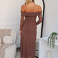 STELLA OFF SHOULDER MAXI - CHOCOLATE